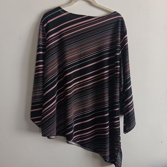 New York City Design Co. Asymmetric 3/4 Sleeve Artsy Top Stretch Office Vintage - Picture 4 of 9